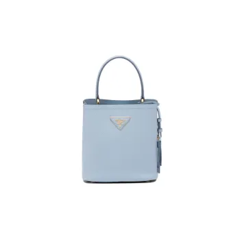 PRADA Panier Leather Shoulder Bag Crossbody Bag Handbag Small Size Women's Blue