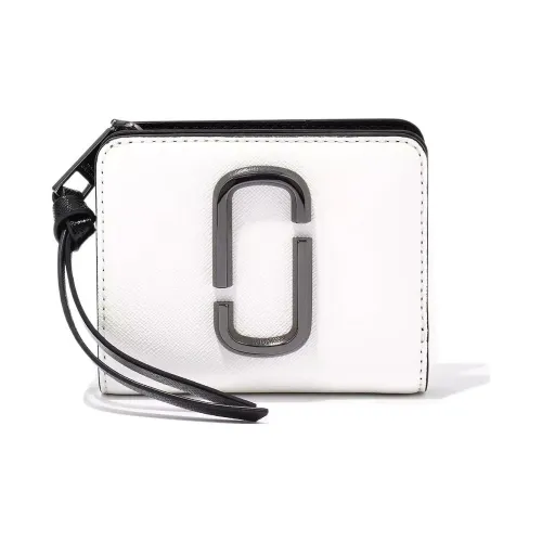 MARC JACOBS Snapshot Cross-Stitch Leather Wallet Mini Women's Black/White