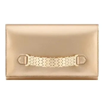 BVLGARI SERPENTI Calfskin Clutch Small Size Women's Gold