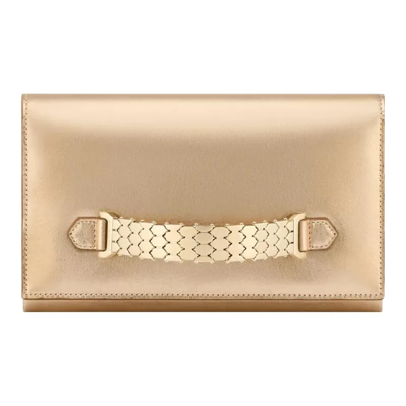 BVLGARI SERPENTI Calfskin Clutch Small Size Women's Gold-0