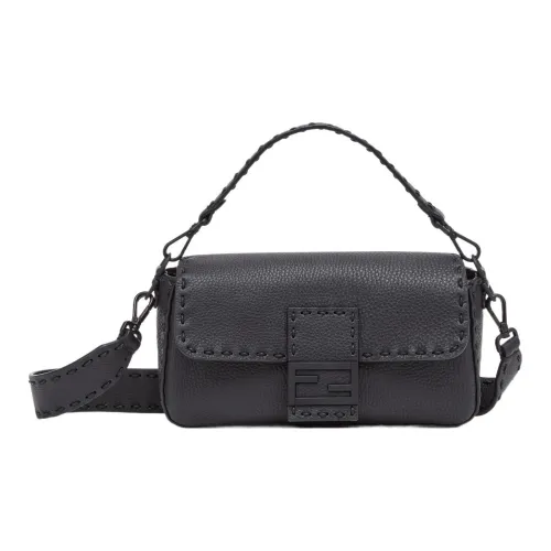 FENDI Baguette Leather Shoulder Bag Crossbody Bag Handbag Regular Men's Black