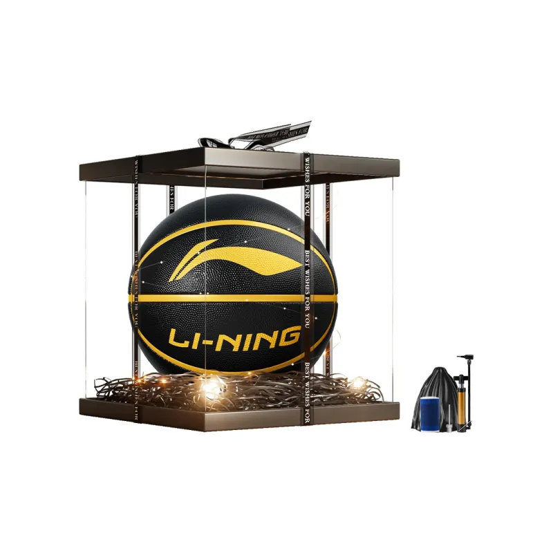 LiNing Rubber Basketball Black Gold Size 7 Training Unisex-14