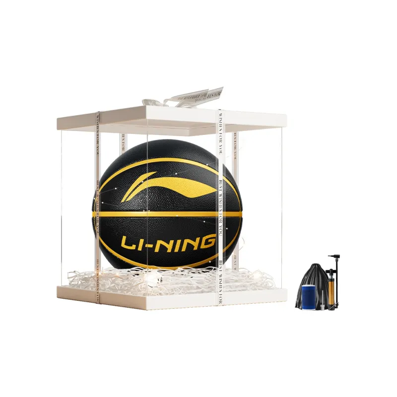 LiNing Rubber Basketball Black Gold Size 7 Training Unisex-18