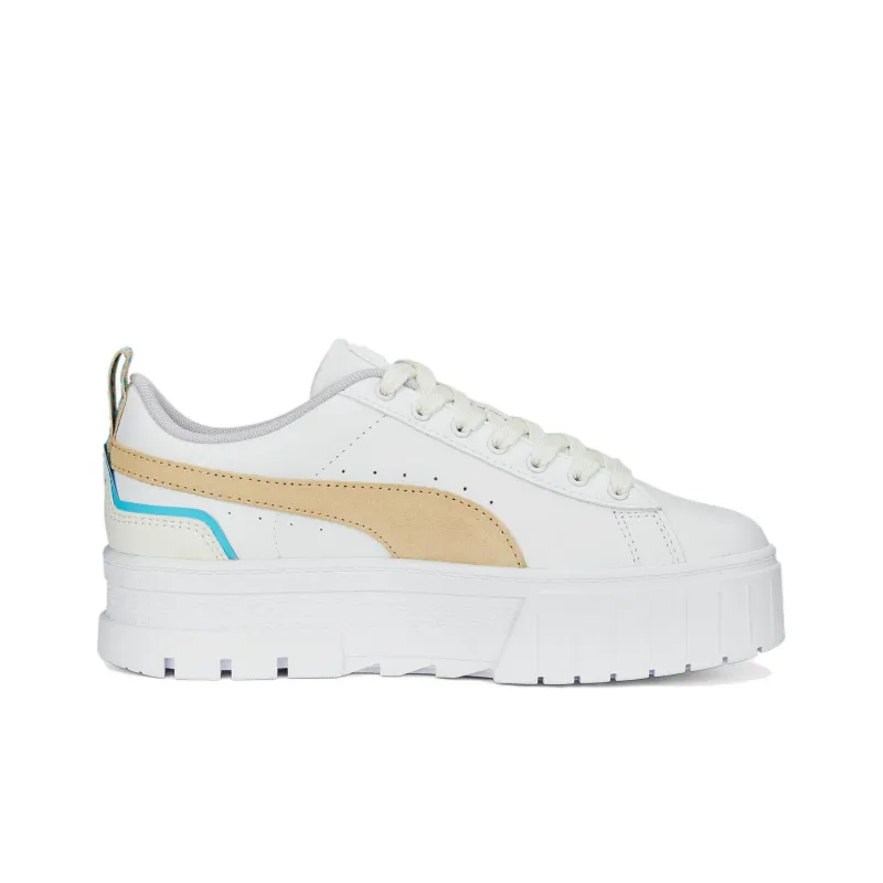 PUMA Mayze Brighter Days Anti-Slip Wear-Resistant Low-Top Skateboard Shoes Women's White Brown-1