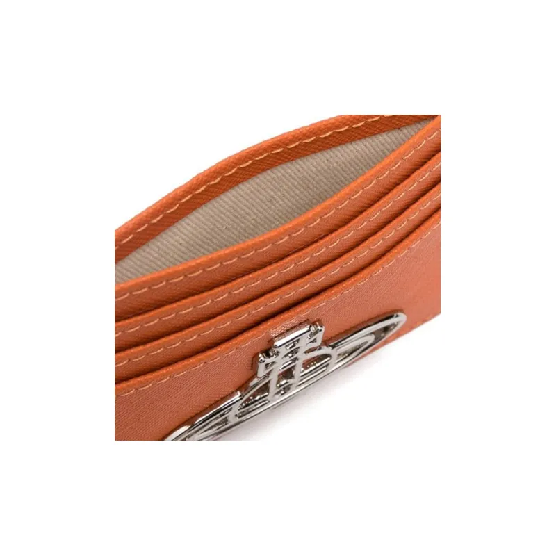 Vivienne Westwood Cross-Grain Calfskin Card Holder Women's Sunset Orange-2