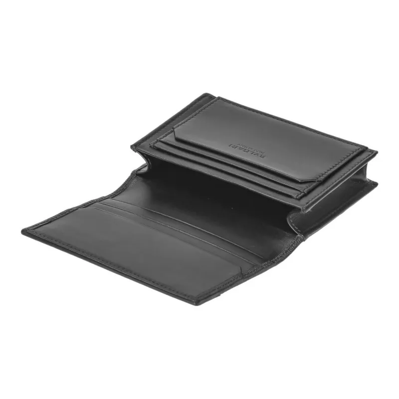 BVLGARI Leather Money Clip Card Holder Men's Black-2
