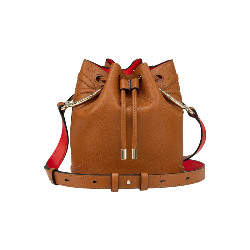 CL LUBOTING Calfskin Bucket Bag, Shoulder Bag, Crossbody Bag Women's Brown-0