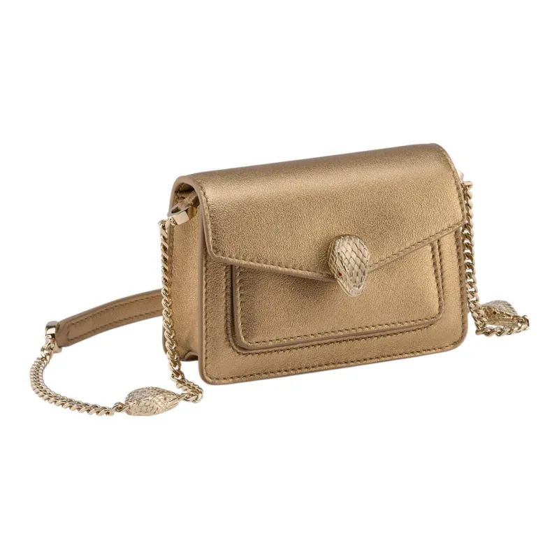 BVLGARI Serpenti Forever Calfskin Shoulder Bag Crossbody Bag Mini Women's Gold-0