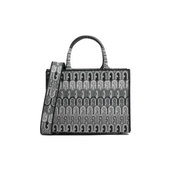 Furla Opportunity Jacquard Fabric Tote Bag, Shopping Bag, Shoulder Bag, Handbag Trumpets Women's Gray