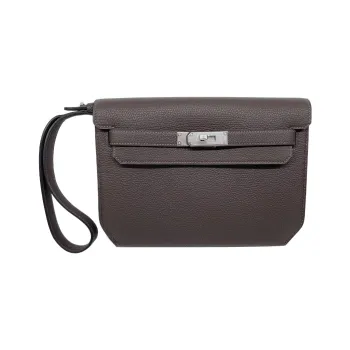 HERMES Kelly Depeches Togo Calfskin Clutch Regular Men's 47 Chocolate Chocolate