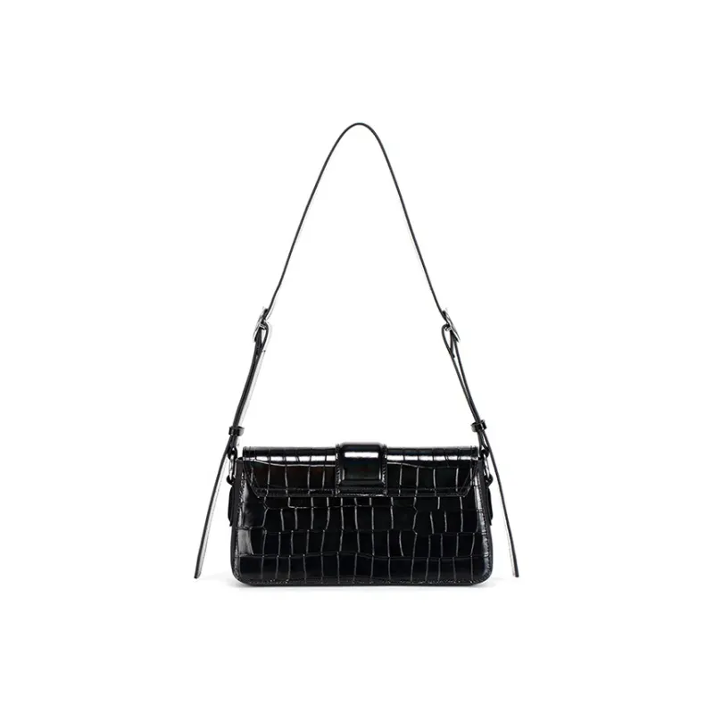 JELLYTOYBOY With Cow Leather And PU Pop Bag Shoulder Bag, Crossbody Bag Medium Size Women's Black/White-9