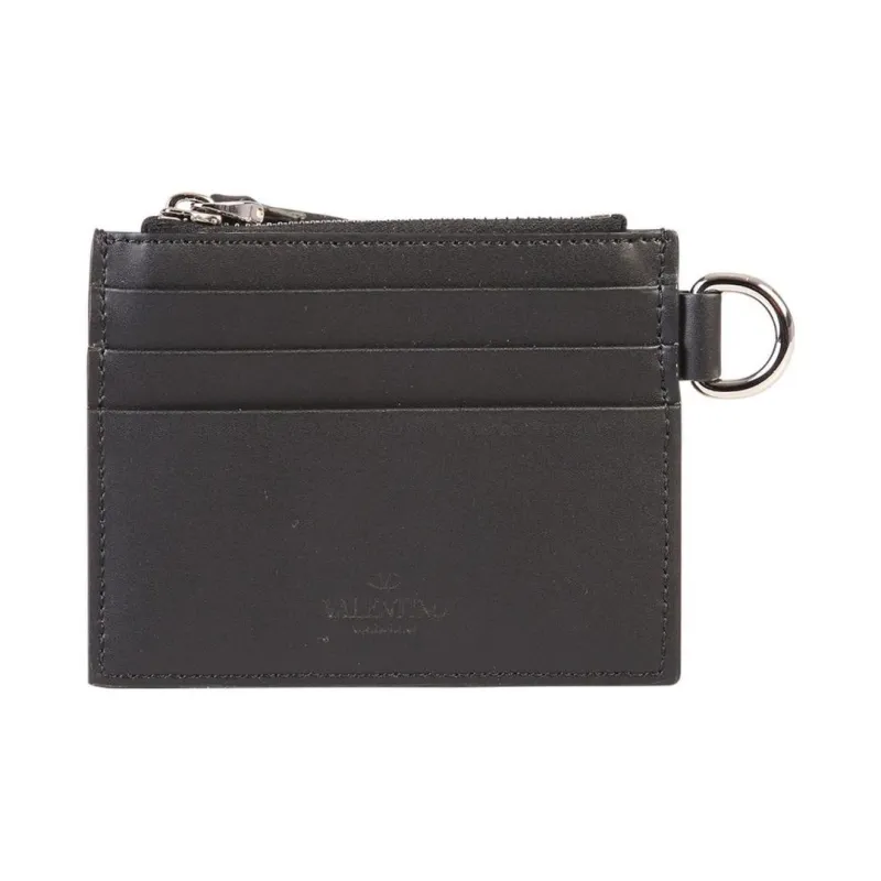 Valentino Leather One Shoulder Crossbody Card Holder Men's Black-1