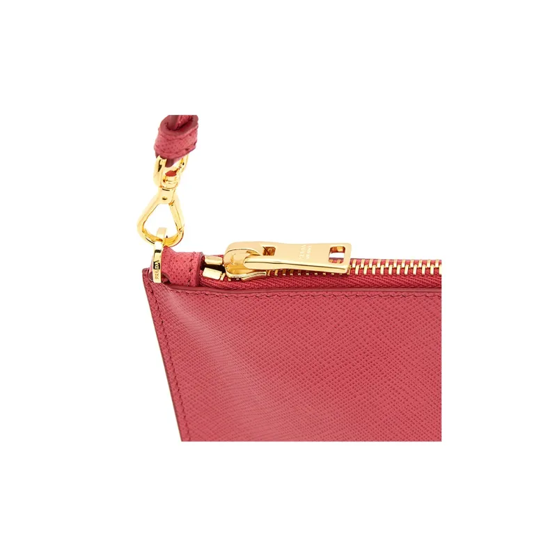 PRADA Cow Leather Shoulder Bag Mahjong Clutch Shoulder Bag Women's Red-6