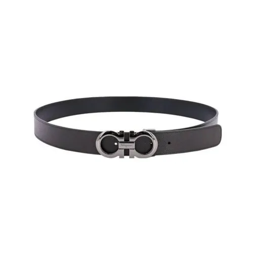 FERRAGAMO Adjustable Smooth Buckle Leather Belts Men's Black