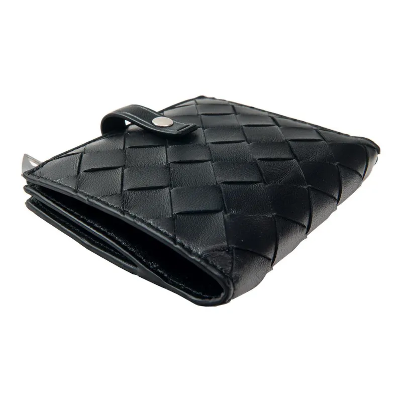 Bottega Veneta Sheepskin With Cow Leather Wallet Women's Black-2