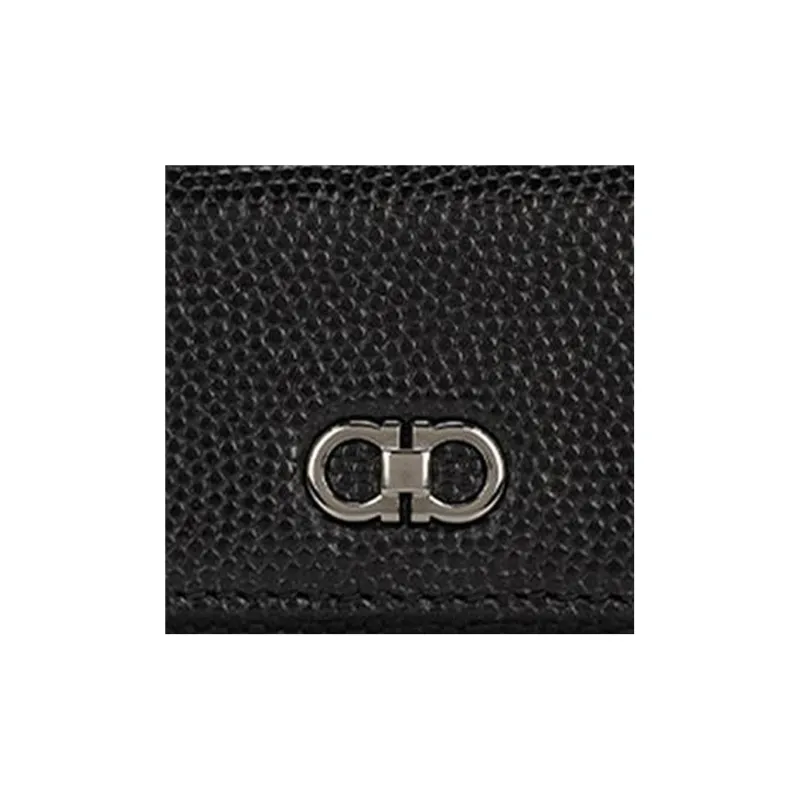FERRAGAMO Grained Leather Coin Purses Wallets Regular Women's Black-4