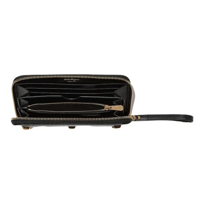 FERRAGAMO Cow Leather Wallet Regular Women's Black-4