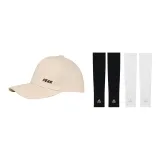 Beige Hats & Caps+Black/White 2 Pairs Cooling Arm Sleeves