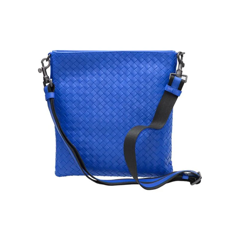 Bottega Veneta Lambskin Shoulder Bag Crossbody Bag Small Size Men's Blue-2