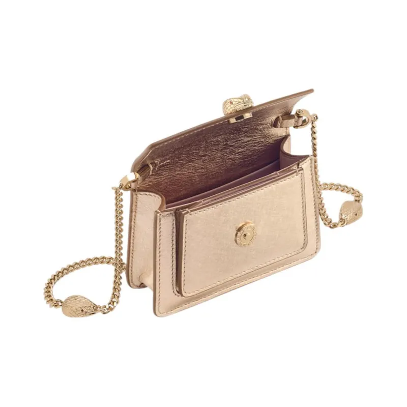 BVLGARI Serpenti Forever Calfskin Shoulder Bag Crossbody Bag Mini Women's Gold-4