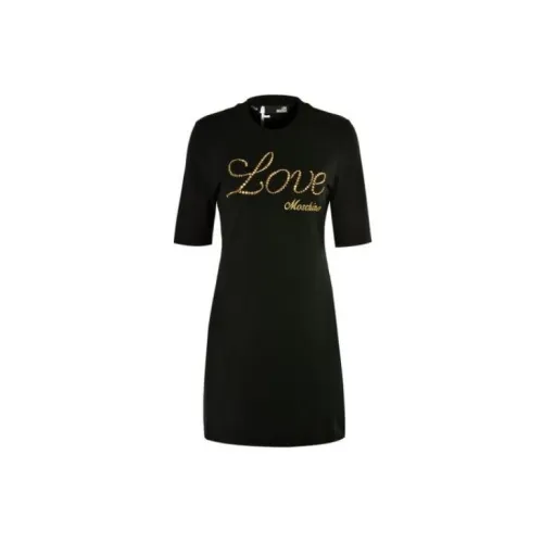 MOSCHINO Sprint Love Short-Sleeved Dresses Women's Black