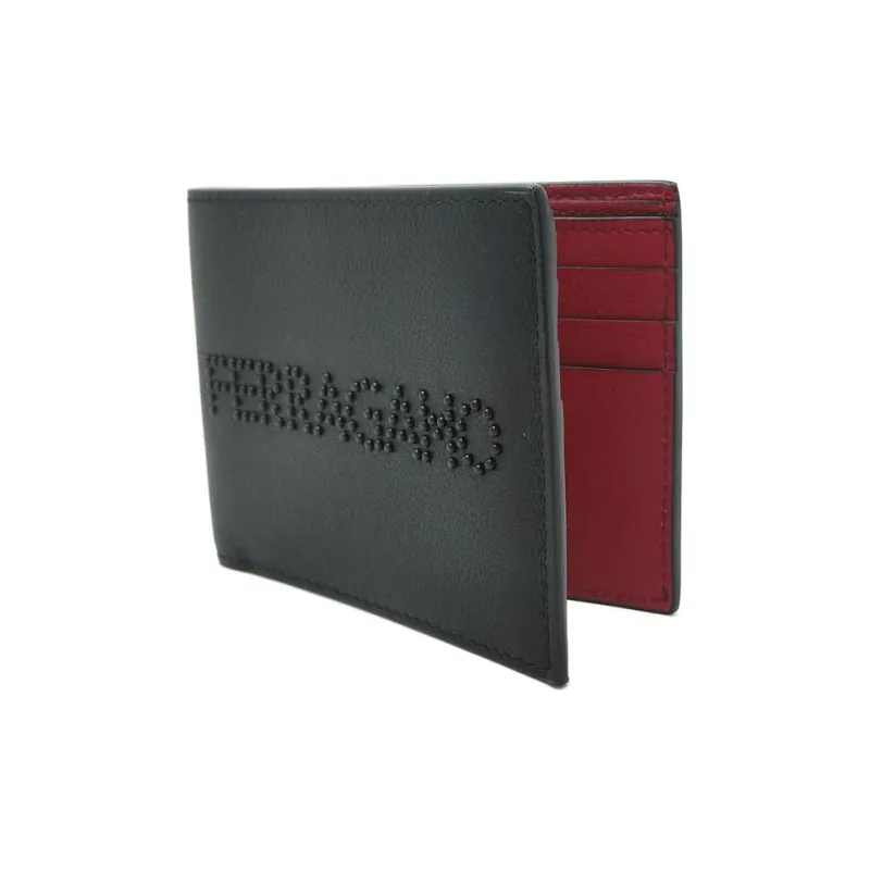 FERRAGAMO Cow Leather Coin Purses Wallets Men's Black-2