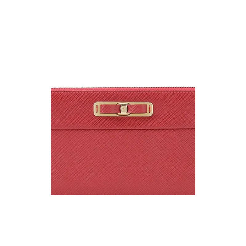 FERRAGAMO Cow Leather Long Wallet Women's Red-4