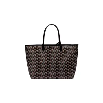 GOYARD Saint Louis Canvas With Leather Combo Bag Tote Shoulder Bags Handbags Small Size Unisex Black