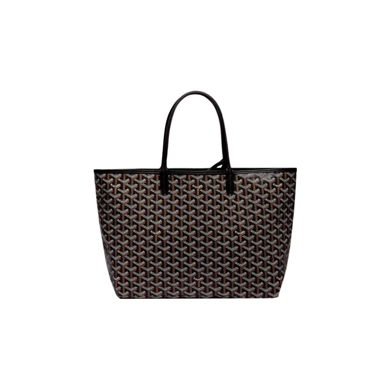 GOYARD Saint Louis Canvas With Leather Combo Bag Tote Shoulder Bags Handbags Small Size Unisex Black-0