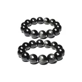 Silver Sheen Obsidian Couple Beaded Bracelet