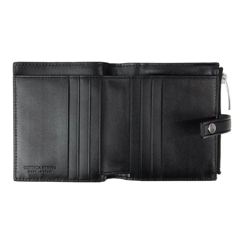 Bottega Veneta Sheepskin With Cow Leather Wallet Women's Black-3