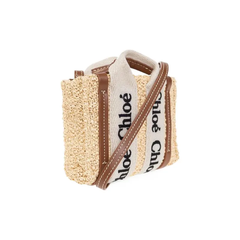Chloe Fabric With Calfskin Handbag, Shoulder Bag, Crossbody Bag Regular Women's Khaki-1