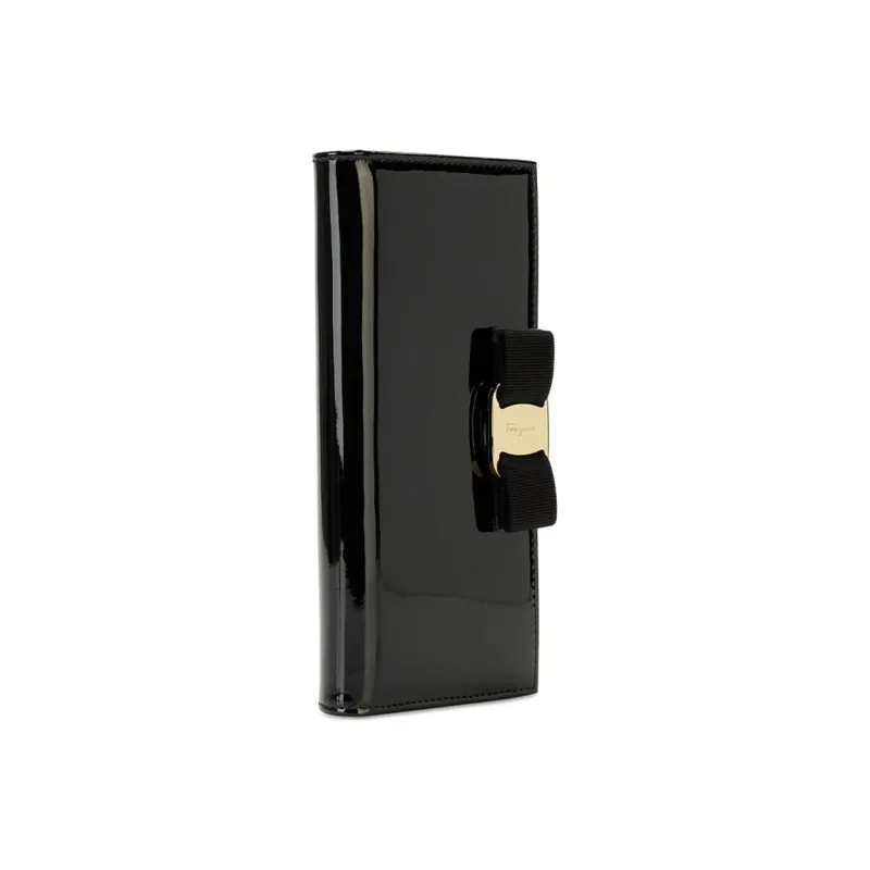 FERRAGAMO Smooth Finish Leather Long Wallets Regular Women's Black-1