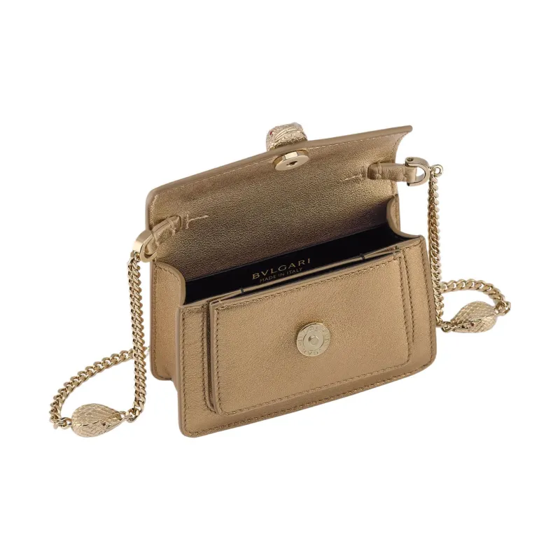BVLGARI Serpenti Forever Calfskin Shoulder Bag Crossbody Bag Mini Women's Gold-1