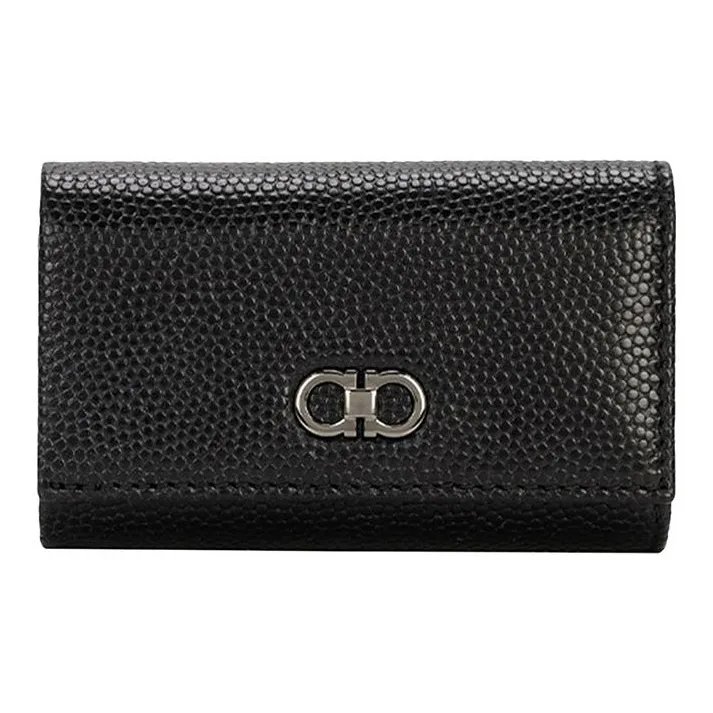 FERRAGAMO Grained Leather Coin Purses Wallets Regular Women's Black-0