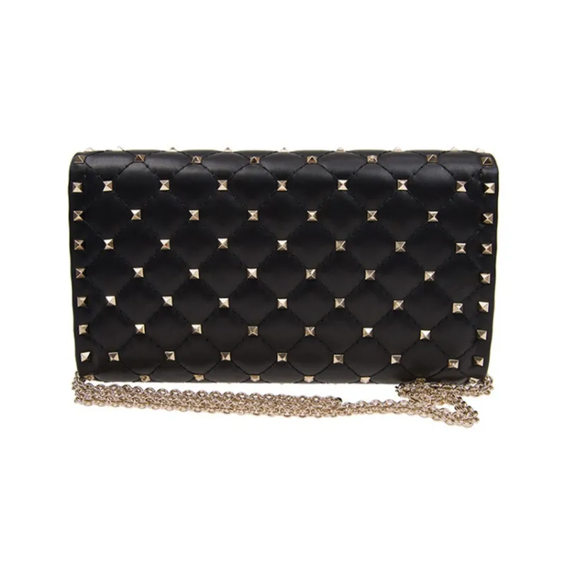 Valentino Sheepskin Crossbody Bag Shoulder Bag Women's Black-3