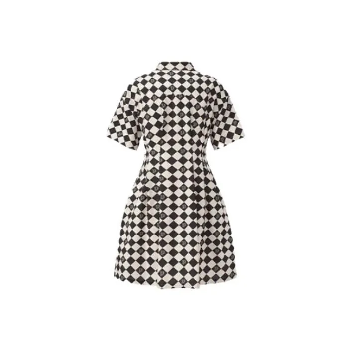 PEACEBIRD MEN PEACEBIRD MEN/PEACEBIRD MENs X Pinocchio Co branded Series Short Sleeved Dresses Women's Unisex Plaid-1