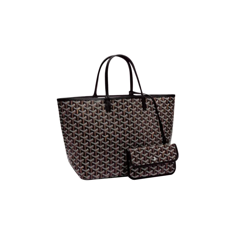 GOYARD Saint Louis Canvas With Leather Combo Bag Tote Shoulder Bags Handbags Small Size Unisex Black-1