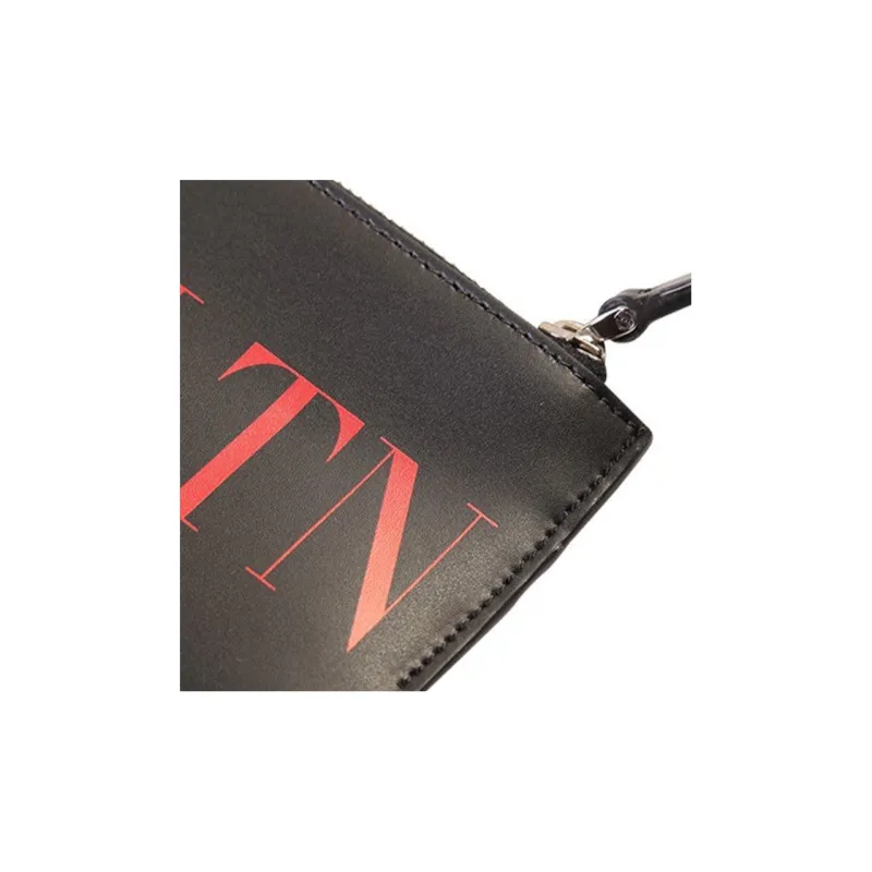 Valentino Leather One Shoulder Crossbody Card Holder Men's Black-4