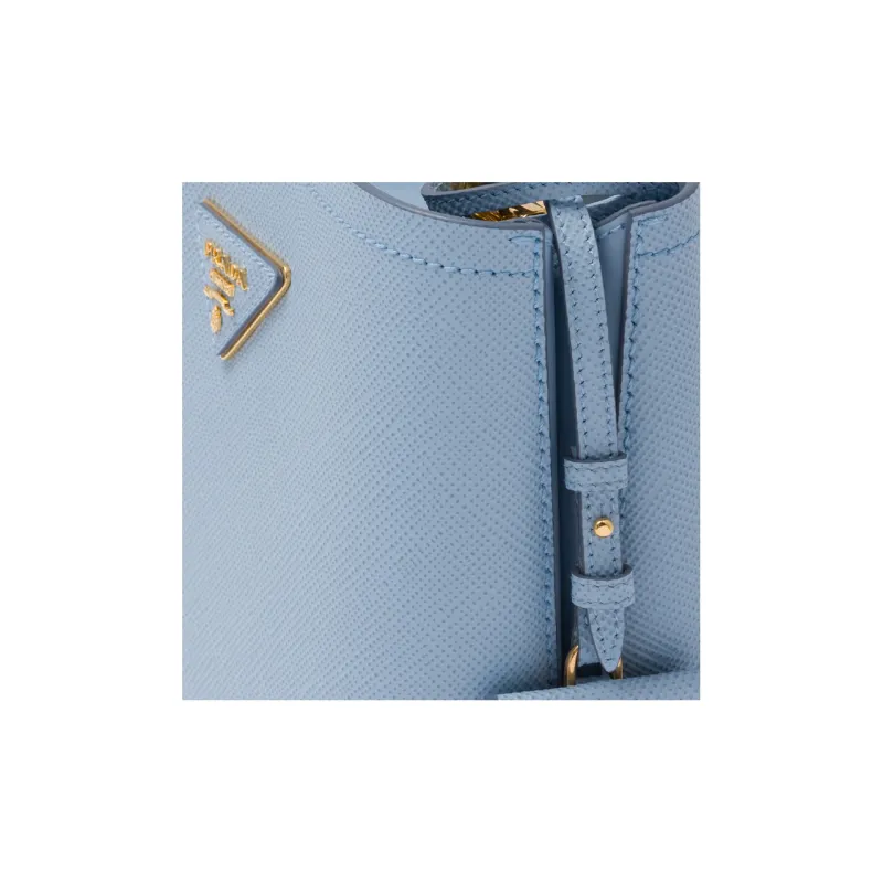 PRADA Panier Leather Shoulder Bag Crossbody Bag Handbag Small Size Women's Blue-3