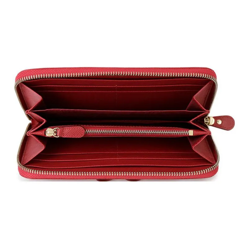 FERRAGAMO Cow Leather Long Wallet Women's Red-2