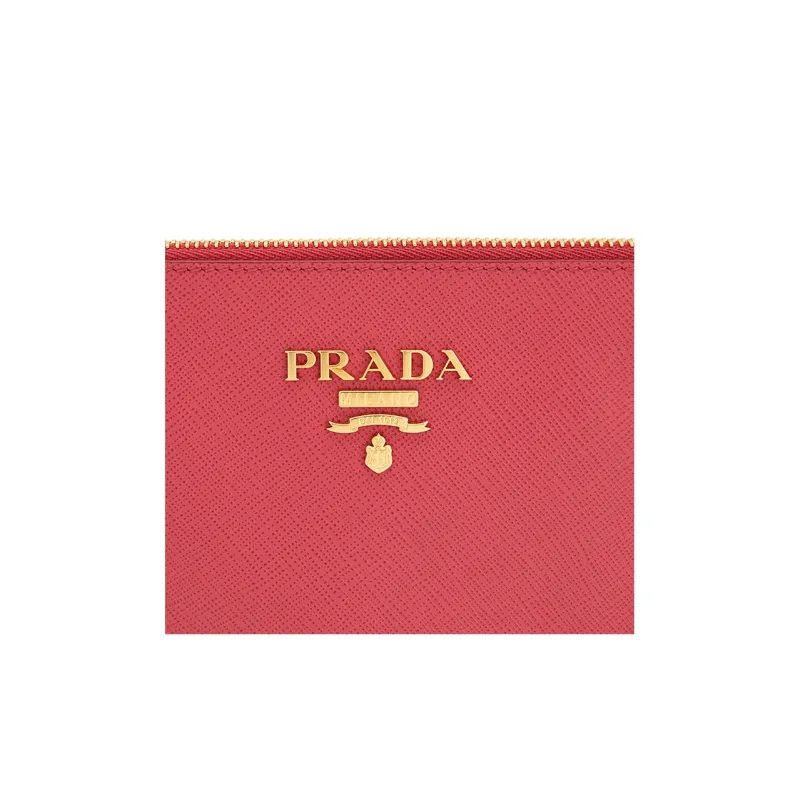 PRADA Cow Leather Shoulder Bag Mahjong Clutch Shoulder Bag Women's Red-5