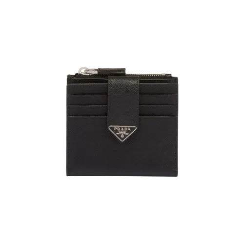 Prada Logo Plaque Zipped Wallet