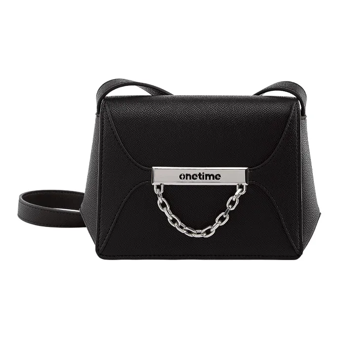 ONE TIME Synthetic Leather Stackable Shoulder Bag Regular Women's White/Black/Metallic Silver-0