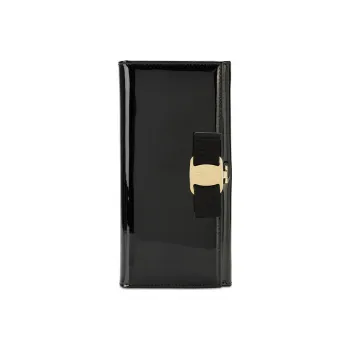FERRAGAMO Smooth Finish Leather Long Wallets Regular Women's Black