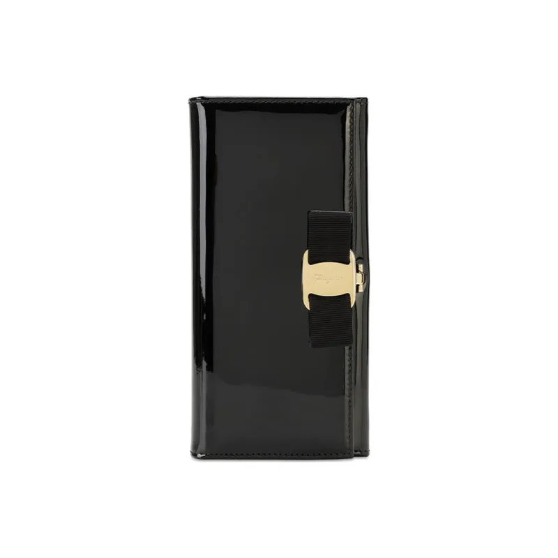 FERRAGAMO Smooth Finish Leather Long Wallets Regular Women's Black-0