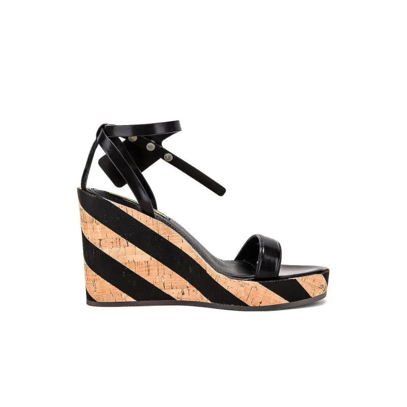 OFF-WHITE One-Strap Sandals 10cm Women's Black Brown-1