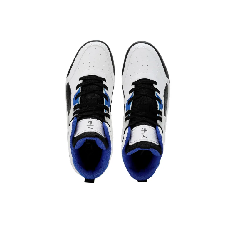 1DER x PUMA Backcourt Anti-Slip Wear-Resistant Mid-Top Skateboard Shoes Men's White Black Blue-2