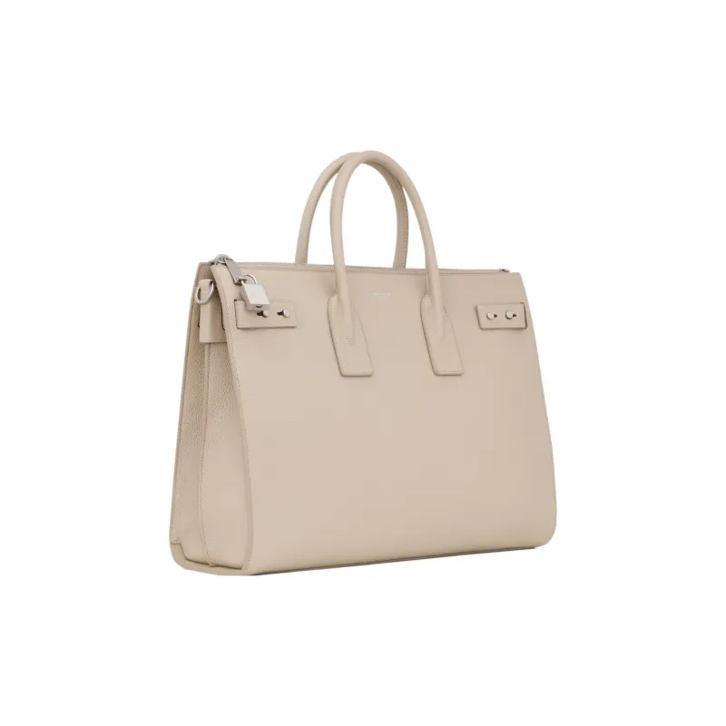 SAINT LAURENT SAC DE JOUR Calfskin Shoulder Bag, Crossbody Bag, Handbag Regular Men's Beige-1