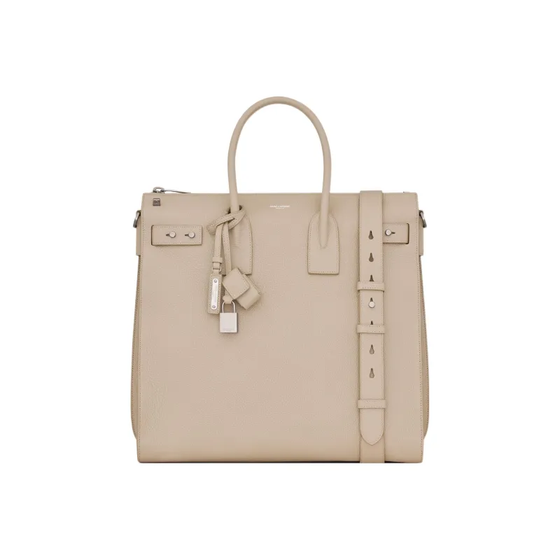 SAINT LAURENT SAC DE JOUR Calfskin Shoulder Bag, Crossbody Bag, Handbag Regular Men's Light Umber-0